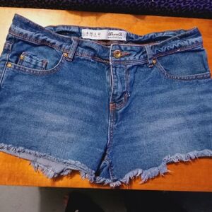 Denim&Co Blue Jean Shorts Frayed Hem, Y2kshorts, Casual Size8 Womens